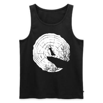 Puffins Moon Puffin - Men's Premium Organic Tank Top - black - Front - Michal (187cm)