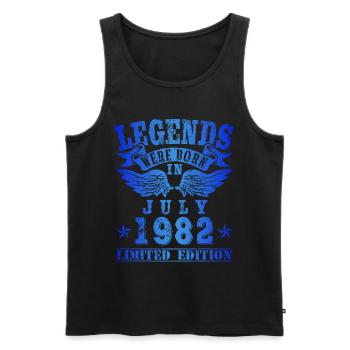Legends est né en Juillet 1982 Anniversaire - Débardeur bio Premium Homme - noir - Devant - AI Model Male 178 light (178cm)
