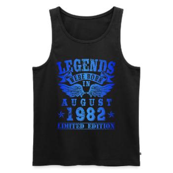 Legends est né en Août 1982 Anniversaire - Débardeur bio Premium Homme - noir - Devant - AI Model Male 178 light (178cm)