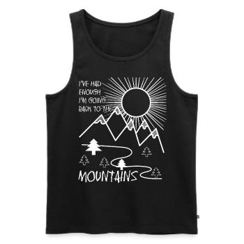 Mountain Hiking Trekking Mountains - Men's Premium Organic Tank Top - black - Front - AI Model Male 178 light (178cm)