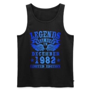 Les légendes sont nées en décembre 1982 Anniversaire - Débardeur bio Premium Homme - noir - Devant - AI Model Male 178 light (178cm)