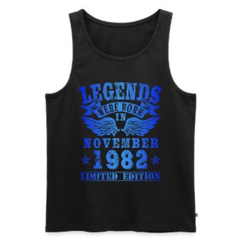 Les légendes sont nées en novembre 1982 Anniversaire - Débardeur bio Premium Homme - noir - Devant - AI Model Male 178 light (178cm)