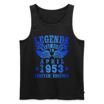 Legends were born in April 1953 Birthday - Men's Premium Organic Tank Top - black - Front - Michal (187cm)