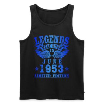 Legends were born in June 1953 Birthday - Men's Premium Organic Tank Top - black - Front - Michal (187cm)
