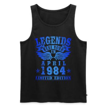 Legends were born in April 1984 Birthday - Men's Premium Organic Tank Top - black - Front - Michal (187cm)