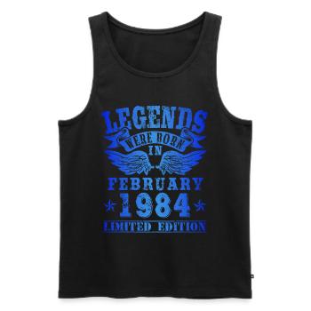 Legends were born in February 1984 Birthday - Men's Premium Organic Tank Top - black - Front - Michal (187cm)
