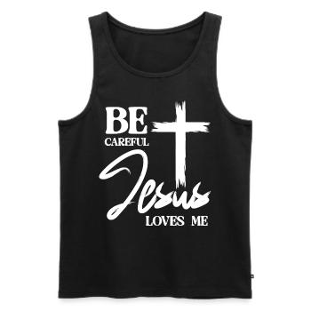 Croix Jésus-Christ Christianisme - Débardeur bio Premium Homme - noir - Devant - Michal (187cm)
