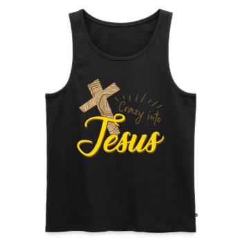 Croix du christianisme de Jésus-Christ - Débardeur bio Premium Homme - noir - Devant - Michal (187cm)