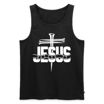 Bible Jésus-Christ Christianisme Croix - Débardeur bio Premium Homme - noir - Devant - Michal (187cm)