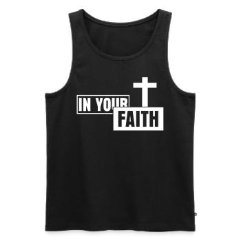 Jésus-Christ Christianisme Croix Bible - Débardeur bio Premium Homme - noir - Devant - Michal (187cm)