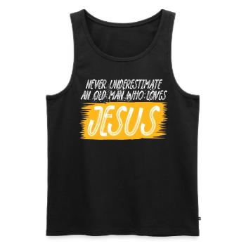 Jésus-Christ Christianisme Bible Croix - Débardeur bio Premium Homme - noir - Devant - Michal (187cm)