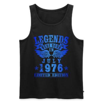 Les légendes sont nées en juillet 1976 Anniversaire - Débardeur bio Premium Homme - noir - Devant - AI Model Male 178 light (178cm)