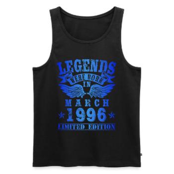 Legends were born in March 1996 Birthday - Men's Premium Organic Tank Top - black - Front - AI Model Male 178 light (178cm)