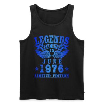 Legends est né en Juin 1976 Anniversaire - Débardeur bio Premium Homme - noir - Devant - AI Model Male 178 light (178cm)