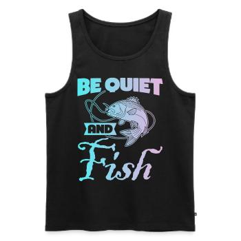 Canne à pêche Fisherman Pike Fish - Débardeur bio Premium Homme - noir - Devant - Michal (187cm)