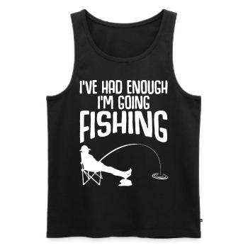 Canne à pêche Fisherman Pike Fish - Débardeur bio Premium Homme - noir - Devant - Michal (187cm)