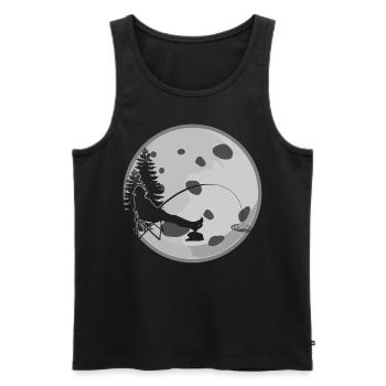 Canne à pêche Pike Fisherman Moorer Fish - Débardeur bio Premium Homme - noir - Devant - Michal (187cm)