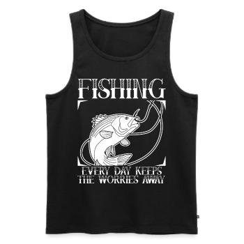 Fisherman Pike Fish Canne à pêche Carpe - Débardeur bio Premium Homme - noir - Devant - Michal (187cm)