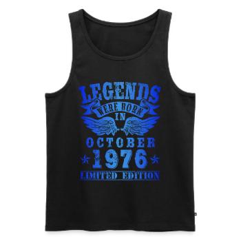 Les légendes sont nées en octobre 1976 Anniversaire - Débardeur bio Premium Homme - noir - Devant - AI Model Male 178 light (178cm)