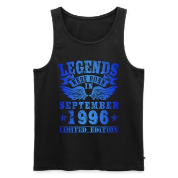 Legends were born in September 1996 Birthday - Men's Premium Organic Tank Top - black - Front - AI Model Male 178 light (178cm)