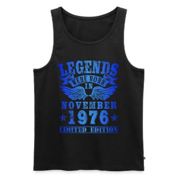 Les légendes sont nées en novembre 1976 Anniversaire - Débardeur bio Premium Homme - noir - Devant - AI Model Male 178 light (178cm)