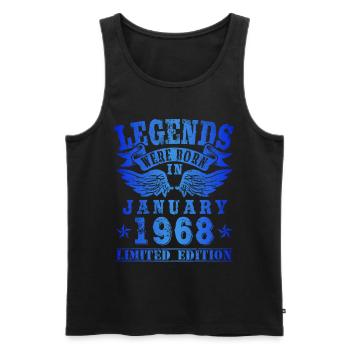 Les légendes sont nées en Janvier 1968 Anniversaire - Débardeur bio Premium Homme - noir - Devant - AI Model Male 178 light (178cm)