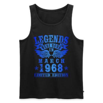Legends est né en Mars 1968 Anniversaire - Débardeur bio Premium Homme - noir - Devant - AI Model Male 178 light (178cm)