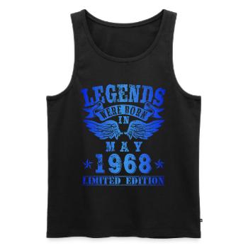 Les légendes sont nées en mai 1968 Anniversaire - Débardeur bio Premium Homme - noir - Devant - AI Model Male 178 light (178cm)