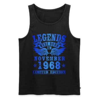 Les légendes sont nées en novembre 1968 Anniversaire - Débardeur bio Premium Homme - noir - Devant - AI Model Male 178 light (178cm)
