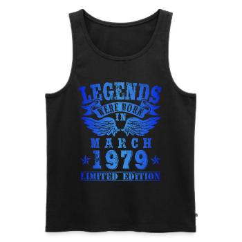 Legends were born in March 1979 Birthday - Men's Premium Organic Tank Top - black - Front - Michal (187cm)