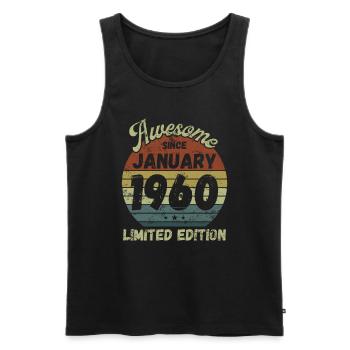 Awesome since January 1960 - Geburtstag - Männer Premium Bio Tank Top - Schwarz - Vorne - Michal (187cm)