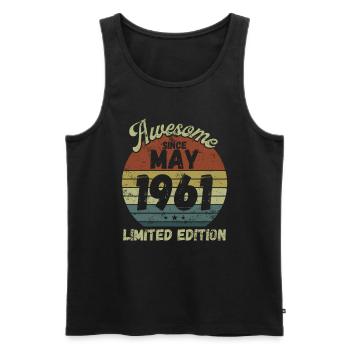 Awesome since May 1961 - Geburtstag - Männer Premium Bio Tank Top - Schwarz - Vorne - AI Model Male 178 light (178cm)
