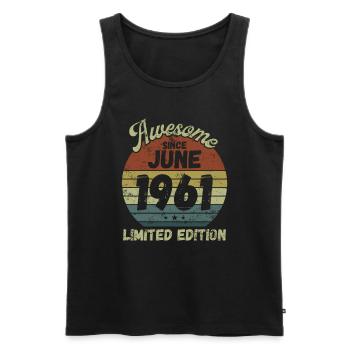 Awesome since June 1961 - Geburtstag - Männer Premium Bio Tank Top - Schwarz - Vorne - AI Model Male 178 light (178cm)