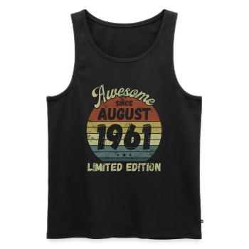 Awesome since August 1961 - Geburtstag - Männer Premium Bio Tank Top - Schwarz - Vorne - AI Model Male 178 light (178cm)