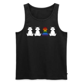 LGBT Gay Cats Lesbian Rainbow Flag - Men's Premium Organic Tank Top - black - Front - Michal (187cm)