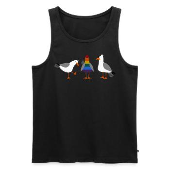 Mouette LGBT Gay Lesbienne Arc-en-ciel Drapeau arc-en-ciel - Débardeur bio Premium Homme - noir - Devant - Michal (187cm)