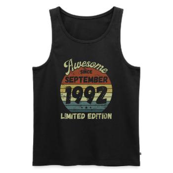 Awesome since September 1992 - Geburtstag - Männer Premium Bio Tank Top - Schwarz - Vorne - Michal (187cm)