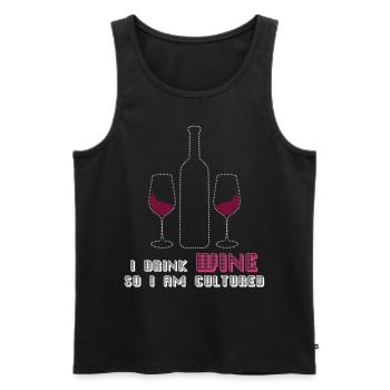Vino Wine Drinker Wine Glass - Männer Premium Bio Tank Top - Schwarz - Vorne - Michal (187cm)