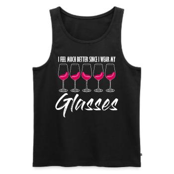 Wine Joke Drinker Wine Glass Vino - Männer Premium Bio Tank Top - Schwarz - Vorne - Michal (187cm)