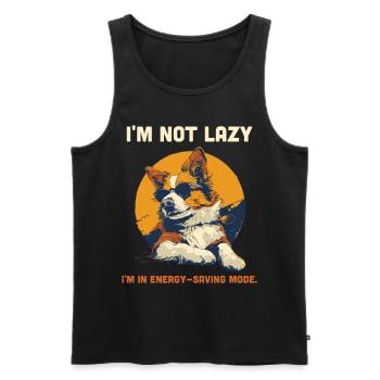 Lazy Dog Humor Energy Saving Mode Funny - Men's Premium Organic Tank Top - black - Front - AI Model Male 178 light (178cm)