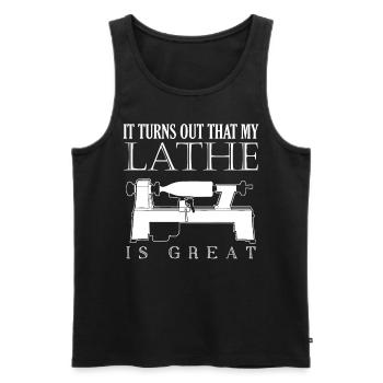 Lathe Woodturning Wood Turner Carpenter - Men's Premium Organic Tank Top - black - Front - AI Model Male 178 light (178cm)