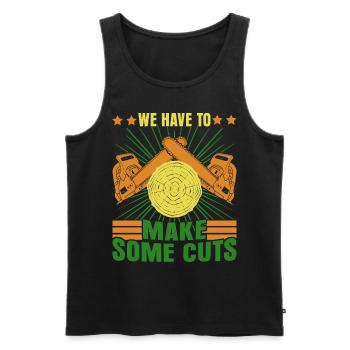 Lumberjack Chainsaw Chain Saw Fire Wood - Men's Premium Organic Tank Top - black - Front - Michal (187cm)