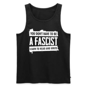Humanité Antifascisme Respect Tolérance - Débardeur bio Premium Homme - noir - Devant - AI Model Male 178 light (178cm)
