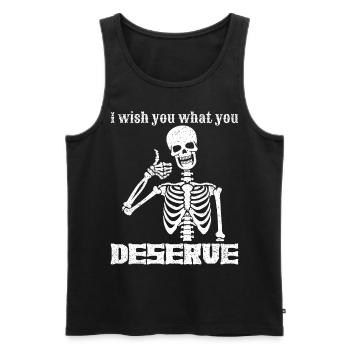 Je te souhaite ce que tu mérites Squelette de karma drôle - Débardeur bio Premium Homme - noir - Devant - AI Model Male 178 light (178cm)