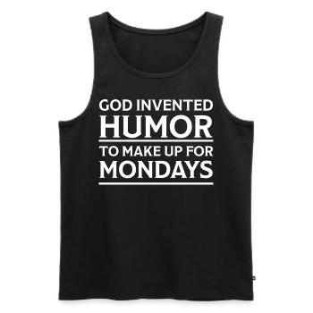 Gott erfand den Humor, um den Montag lustig zu machen - Männer Premium Bio Tank Top - Schwarz - Vorne - AI Model Male 178 light (178cm)