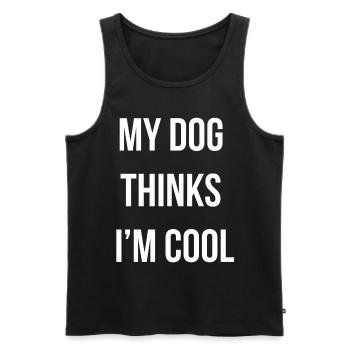Mein Hund denkt, dass ich cool bin Lustige Hundewitz-Aussage - Männer Premium Bio Tank Top - Schwarz - Vorne - AI Model Male 178 light (178cm)
