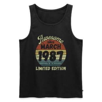 Awesome since March 1987 - Geburtstag - Männer Premium Bio Tank Top - Schwarz - Vorne - AI Model Male 178 light (178cm)