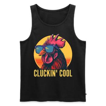 Gackerndes Cooles Huhn Mit Sonnenbrille Ei Sammeln - Männer Premium Bio Tank Top - Schwarz - Vorne - Michal (187cm)