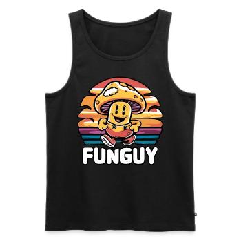 Funny Cartoon Mushroom Character Fun Guy at Sunset - Men's Premium Organic Tank Top - black - Front - AI Model Male 178 light (178cm)