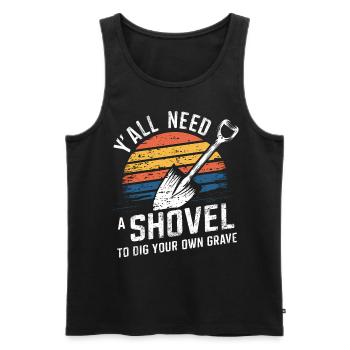 Rétro Sunset Shovel fossoyer Funny Morbid - Débardeur bio Premium Homme - noir - Devant - AI Model Male 178 light (178cm)